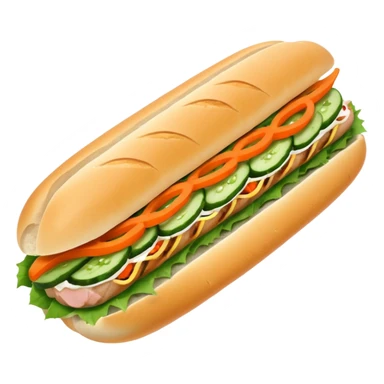 make it cute, chibitraditional banh mi with char grilled pork


    Very crusty baguette

    Mayo 

    Pickled carrot 

    Cucumber, coriander/cilantro, green onion, chilli 
 sticker