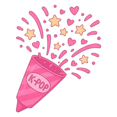 pink kpop fan confetti popper, fun and festive sticker