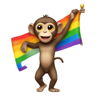 Little monkey carrying a lgbtq flag  sticker