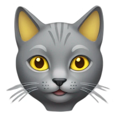 gray cat with folded ears and yellow eyes smiles sticker