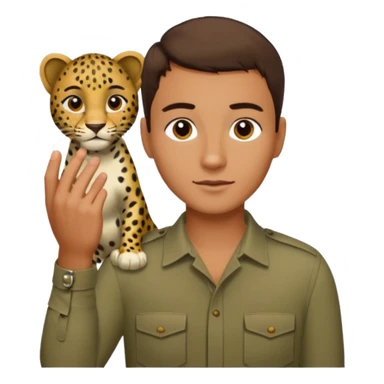 A man fingering a leopard sticker