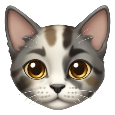 A cute medium fur kitten who is a diluted tortie, grey with cream left cheek and cream spot above eye and one on the forehead sticker