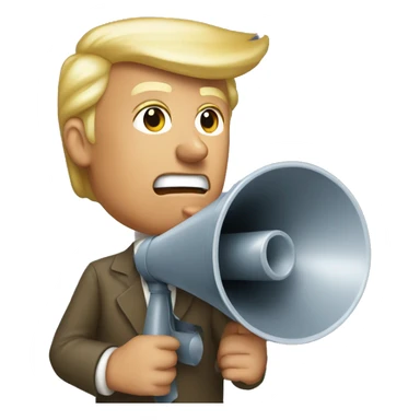trump holds loudspeaker sticker