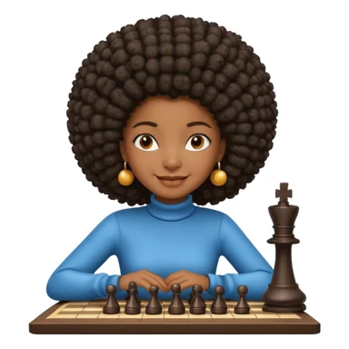 black girl with afro playing chess sticker