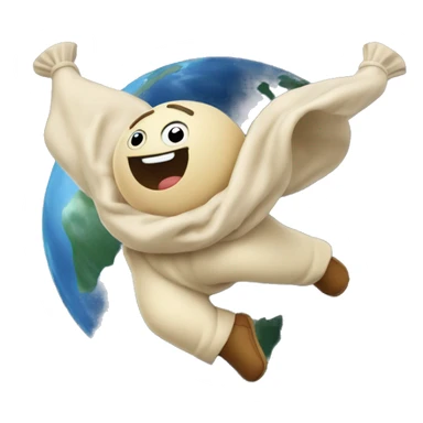 pierogis flying around earth like satelites sticker