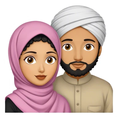 a black curly hair husband with the bengali wife that wears a hijab  sticker