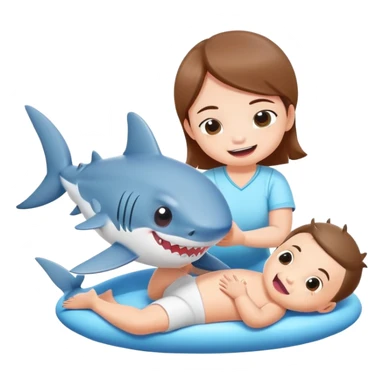 baby shark getting massage sticker