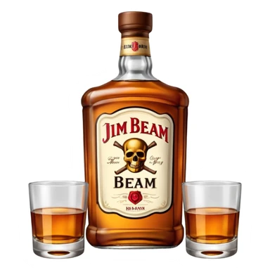 single Jim Beam whiskey bottle with label sticker