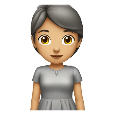 girl in a gray dress with road markings sticker