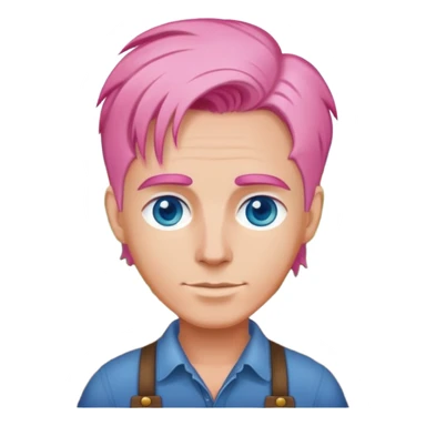 White farmer with pink hair and blue eyes planting seeds sticker