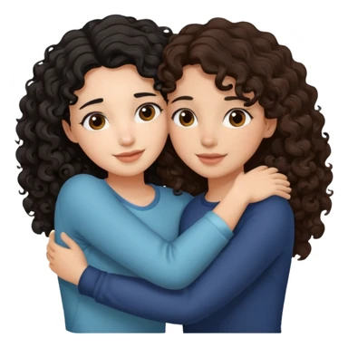 duas meninas lindas uma de cabelo encaracolado e preto e a outra de cabelo castanho ondulado, a darem um abraço de amizade sticker