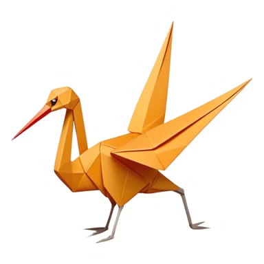 Cinematic Realistic Origami Crane Emoji, featuring a beautifully folded paper crane with crisp, delicate edges and intricate creases. The elegant structure casts soft shadows under warm, natural lighting, with a subtle texture of fine paper enhancing its serene and symbolic presence. sticker
