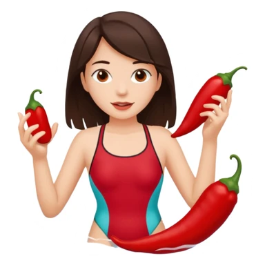 langrennski, bading, brunette, jente, chili sticker