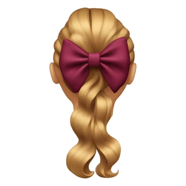 A burgundy bow in dark blond hair from the back  sticker