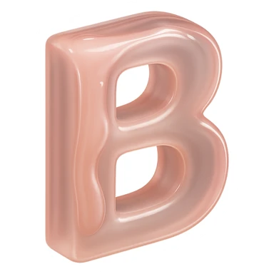 letter B with glossy, liquid skincare serum effect, pink and beige, soft glow, luxury beauty brand, elegant and feminine sticker