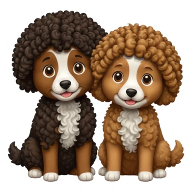 two dogs with curly hair, one black and one brown sticker