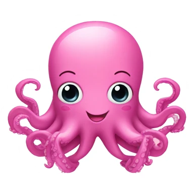 Pink octopus with cute face and smile sticker