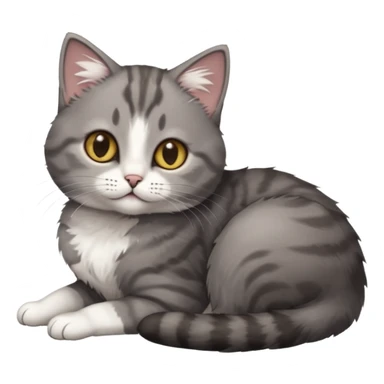 full body tiny short hair dark grey and white cat with hazel eyes lying down sticker