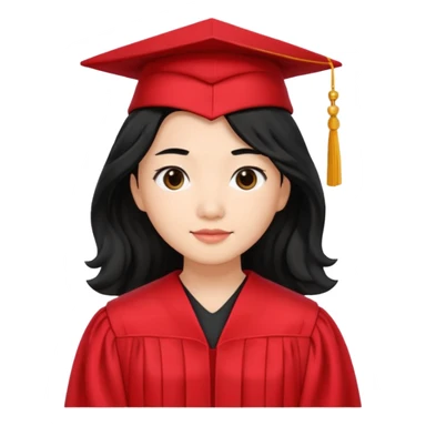 Graduate red asian black hair with wavy hair long  sticker