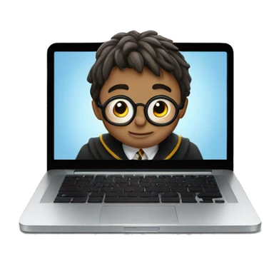 Harry Potter works on a laptop sticker