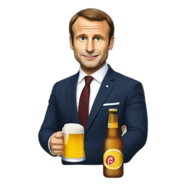 Macron buvant une bière sticker