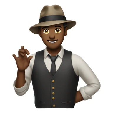 😏 wearing a fedora with a hand tipping his hat sticker