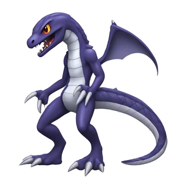 Cool Edgy Seviper-Garchomp Fakémon Digimon with Edgy markings, full body, outlined sticker