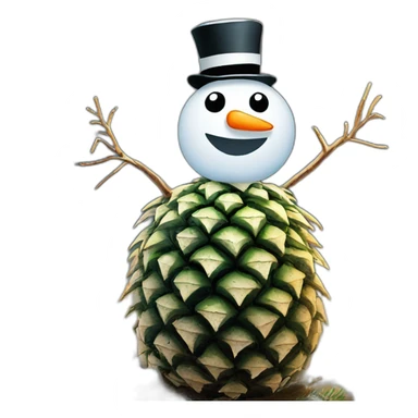 Snowman on a Pineaple in the wood sticker