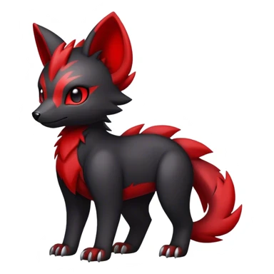 Cute edgy black red animal hybrid Fakemon full body sticker