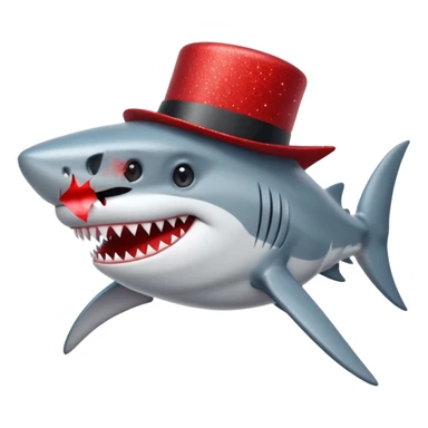 red glitter top hat shark sticker