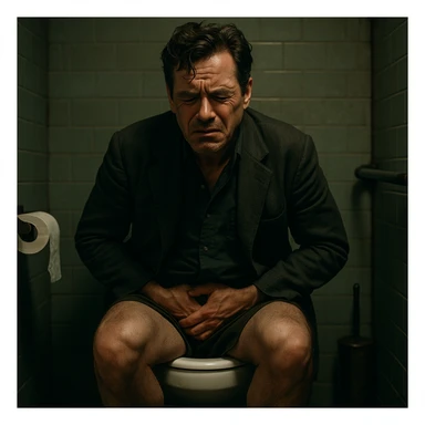 Uomo con emorroidi e altri problemi di quel tipo, stile cinema sticker