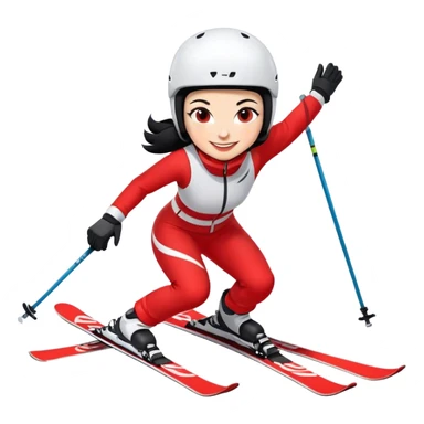 Skifahrerin Abfahrtshocke Anzug rot weiss Schriftzug Stephanie Ski Schriftzug Head schwarze Haare lächeln  sticker