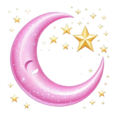 Pink sparkly moon sticker