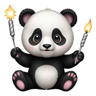 Panda Cub holding a sparkler sticker