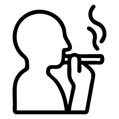 person smoking, outlined icon, monochrome sticker