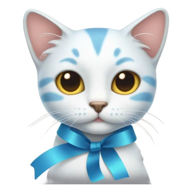 Cat with soft blue ribbon sticker