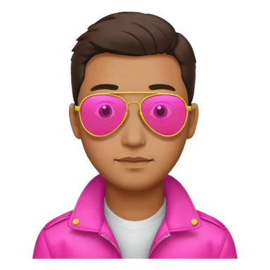 man wearing reflective neon pink aviator sunglasses sticker