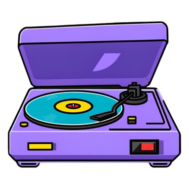 retro record player with disco vinyl sticker