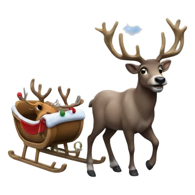 Moon with sled and raindeers sticker