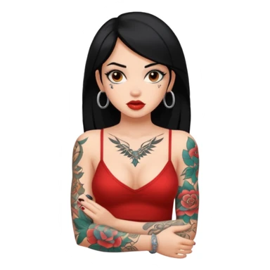black-haired sexy girl with tattoos  sticker