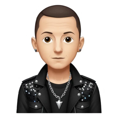 Chester Bennington with dark brown hair, black sequin tour outfit sticker