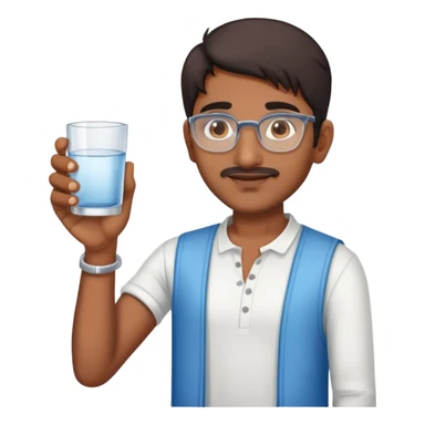 indian man holding water without ice sticker