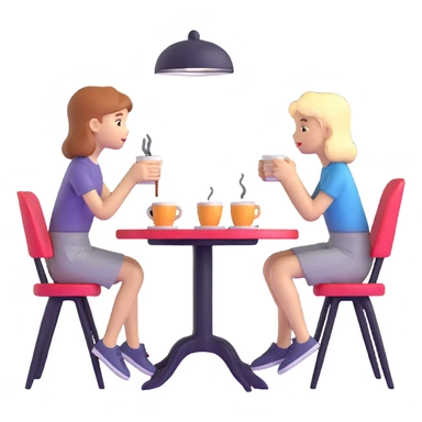 boy and girl sitting at a table sipping coffee sticker