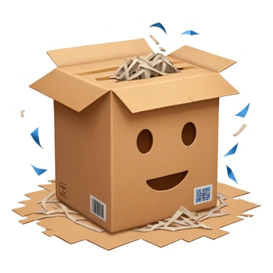 Generate a realistic emoji of a package being desgtroyed  sticker