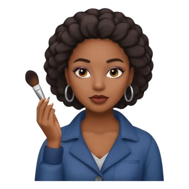 Hyper Realistic 30 year old black woman doing her own make up with toned down clothing sticker