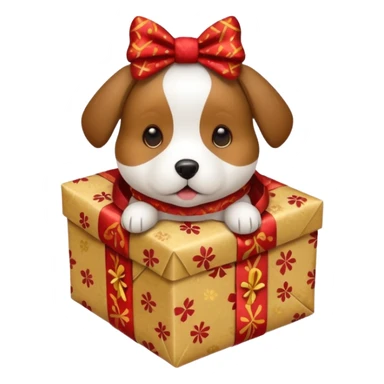 Dog in wrapped paper new yaer  sticker