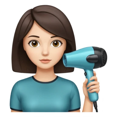 brunette bob girl hair stylist holding a hair dryer sticker