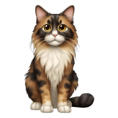 long haired mixed brown, light brown, black tortoiseshell efur cat whole body sticker