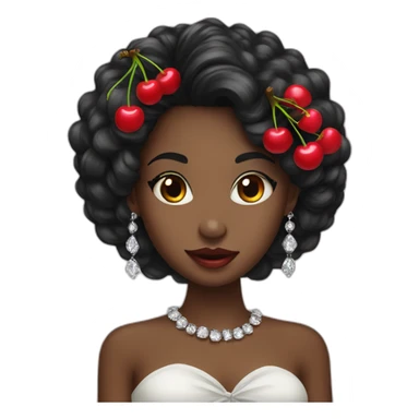 black hair girl with cherry jewelery sticker