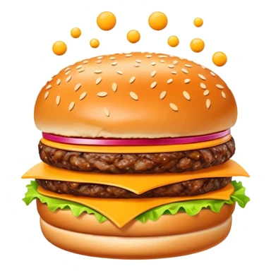 burger with electrons orbiting around it, atom structure sticker